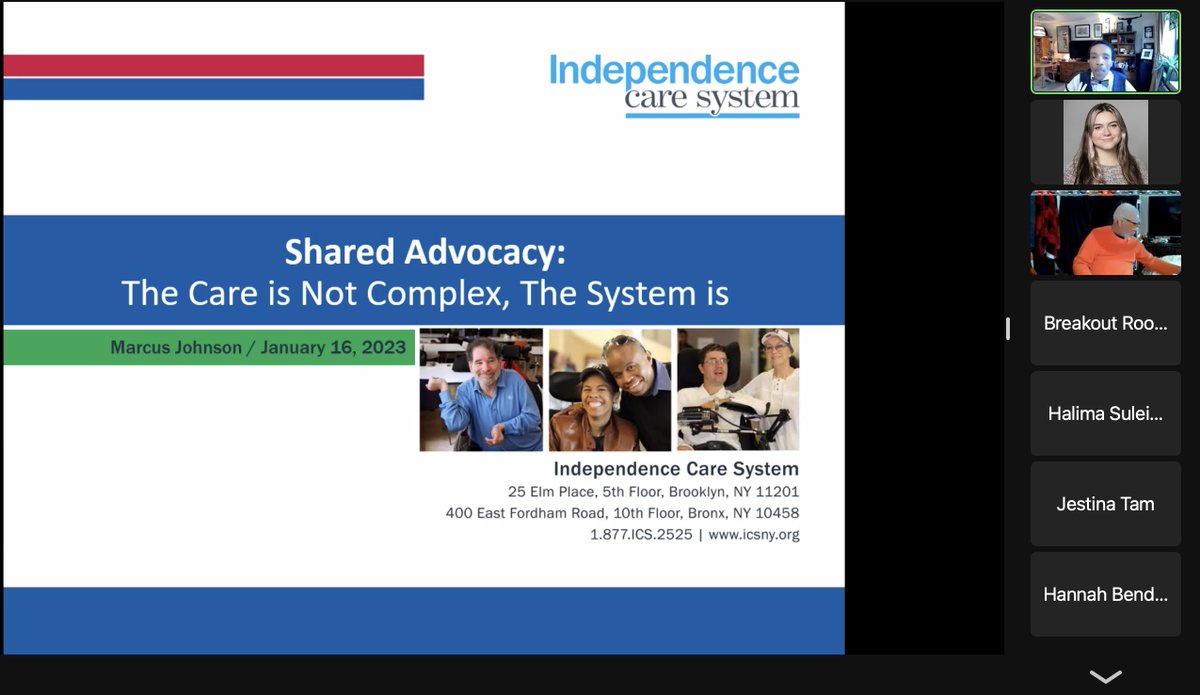 HJCUpstate's tweet photo. Shared Advocacy: The Care is Not Complex, the System Is: presented by Marcus Johnson, Advocacy Specialist, is happening on zoom and in the NAB 4414A! #HJC23 #SUNYUpstate https://t.co/0JBrHug9Ml