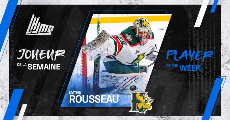 LHJMQ's tweet photo. Le gardien de deuxième année a été sensationnel dans deux victoires importantes des @HFXMooseheads contre Québec et Sherbrooke! 🔥

#JDLS | #LHJMQ