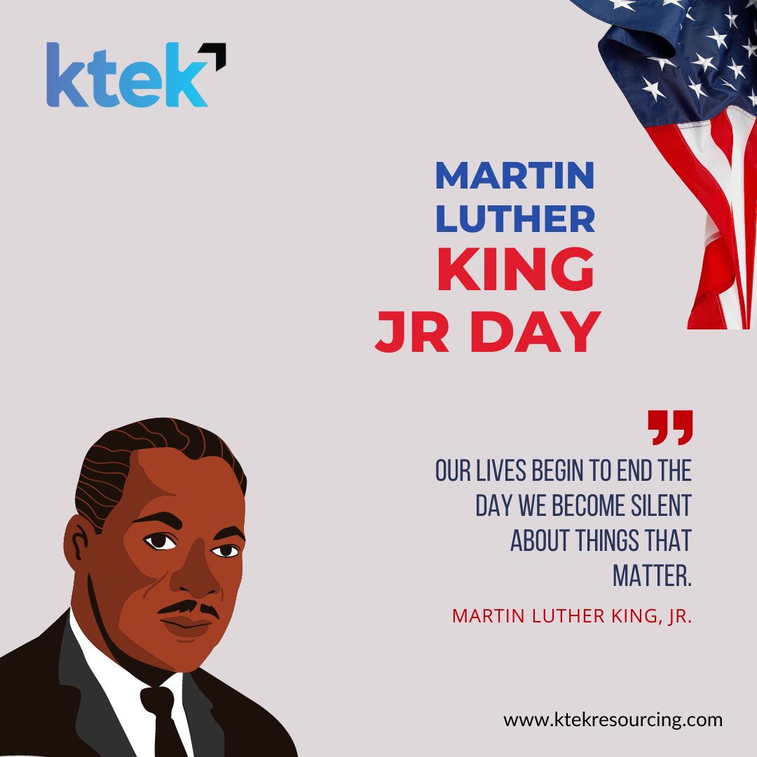 KTekResourcing's tweet photo. If you can't fly then run, if you can't run then walk, if you can't walk then crawl, but whatever you do you have to keep moving forward.
- Martin Luther King, Jr.

#mlkday #mlkday2023 #martinlutherkingjr #MartinLutherKingJrDay https://t.co/OTMfdFUxzS