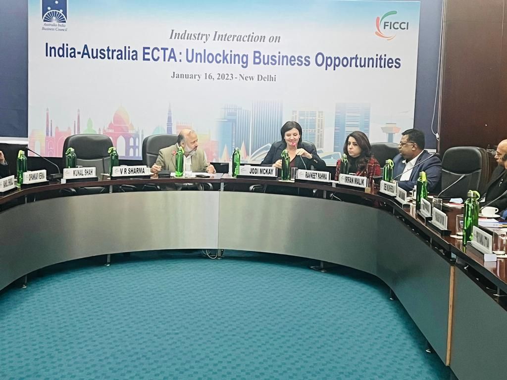 AIBC leaders met w/ FICCI in New Delhi to discuss 'India-Australia ECTA: Unlocking Business Opportunities' to enhance cooperation & expand business opportunities s under the recently implemented ECTA agreement