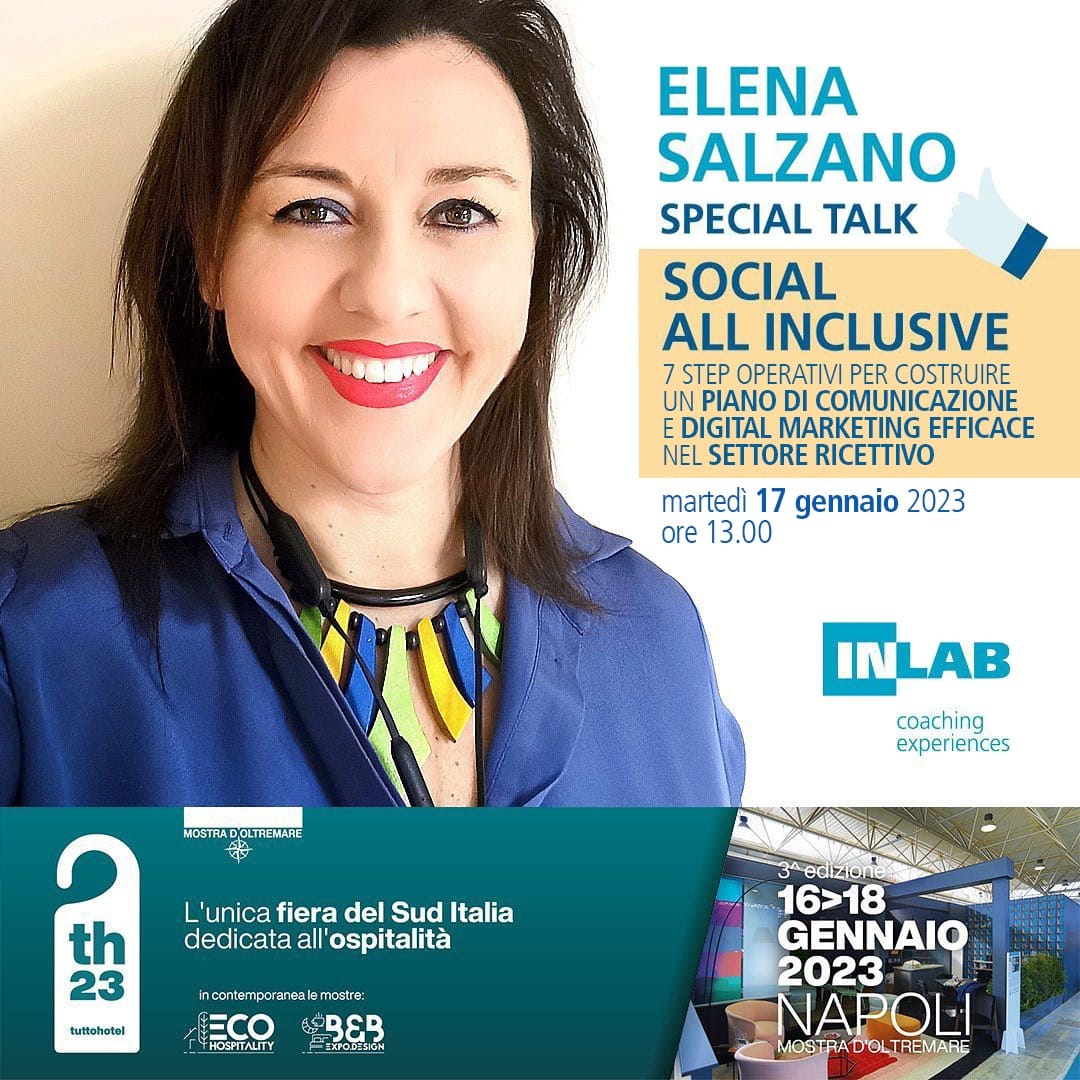 ElenaSalzano's tweet image. Social All Inclusive: ne parlerò domani a #tuttohotel, alla @mostradoltremare.
@incoerenze propone le coaching experiences di #inLab attraverso sessioni dedicate alla #comunicazioneintegrata applicata al settore ricettivo.
#social #digital #eventi #turismo #socialallinclusive