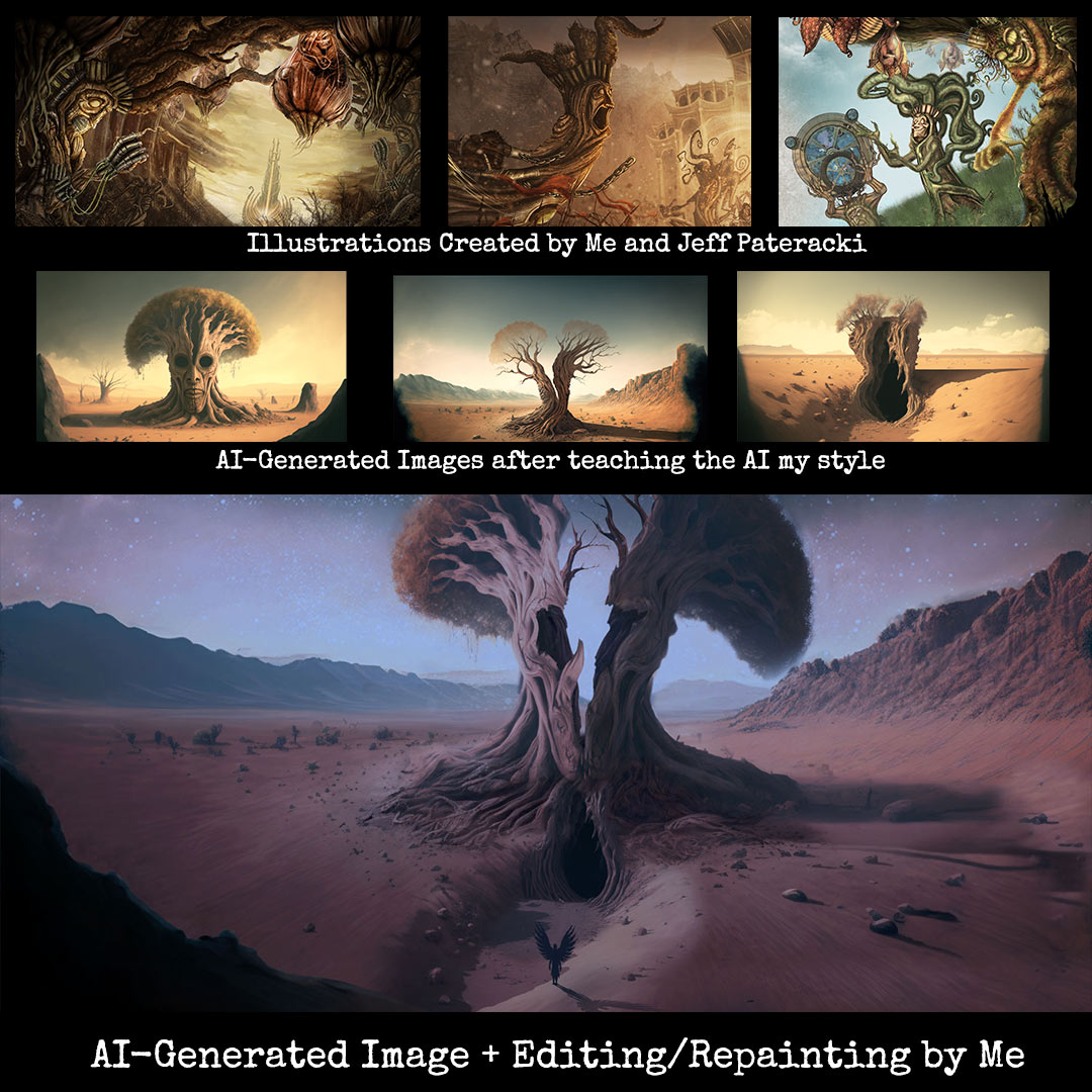 Playing with AI 4 #angaltentara, my 1st graphic novel.
What do you think?
Is the final image an Illustration created by an artist using several digital tools?
Or is the creation of AI using the artist as a tool? 

#WritingCommunity #midjourney #aiartcommunity #fantasy  #arckazian