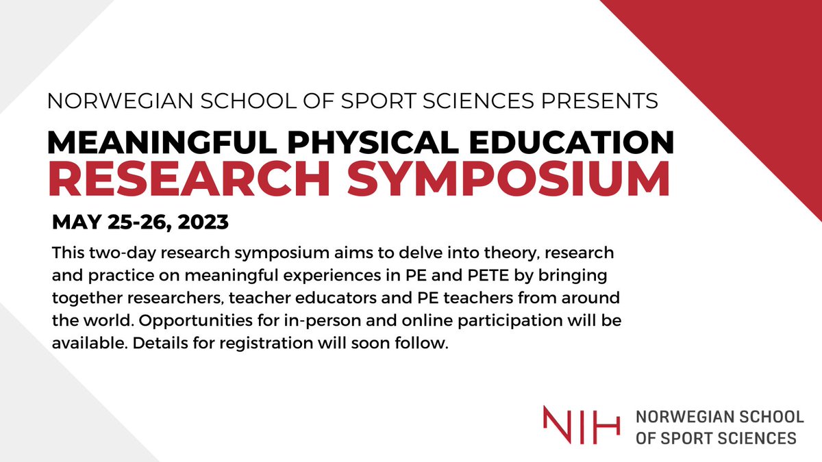 Stephanie Beni (@stephbeni) on Twitter photo Very excited to announce this event we will host <a href="/nih_sognsvann/">Norges idrettshøgskole</a> this spring! Online and in-person participation options. Excellent line-up of international presenters! Details & registration link to follow soon. Save the dates! Please share. Very excited to announce this event we will host <a href="/nih_sognsvann/">Norges idrettshøgskole</a> this spring! Online and in-person participation options. Excellent line-up of international presenters! Details & registration link to follow soon. Save the dates! Please share.