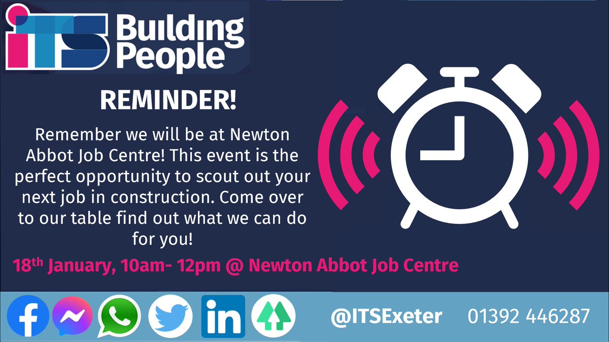 🎉 We will see YOU at Newton Abbot Job Centre TOMORROW, between 10am to 12pm! 🎉

@JCPinDevon

#construction #constructionjobs #exeter  #devonhour