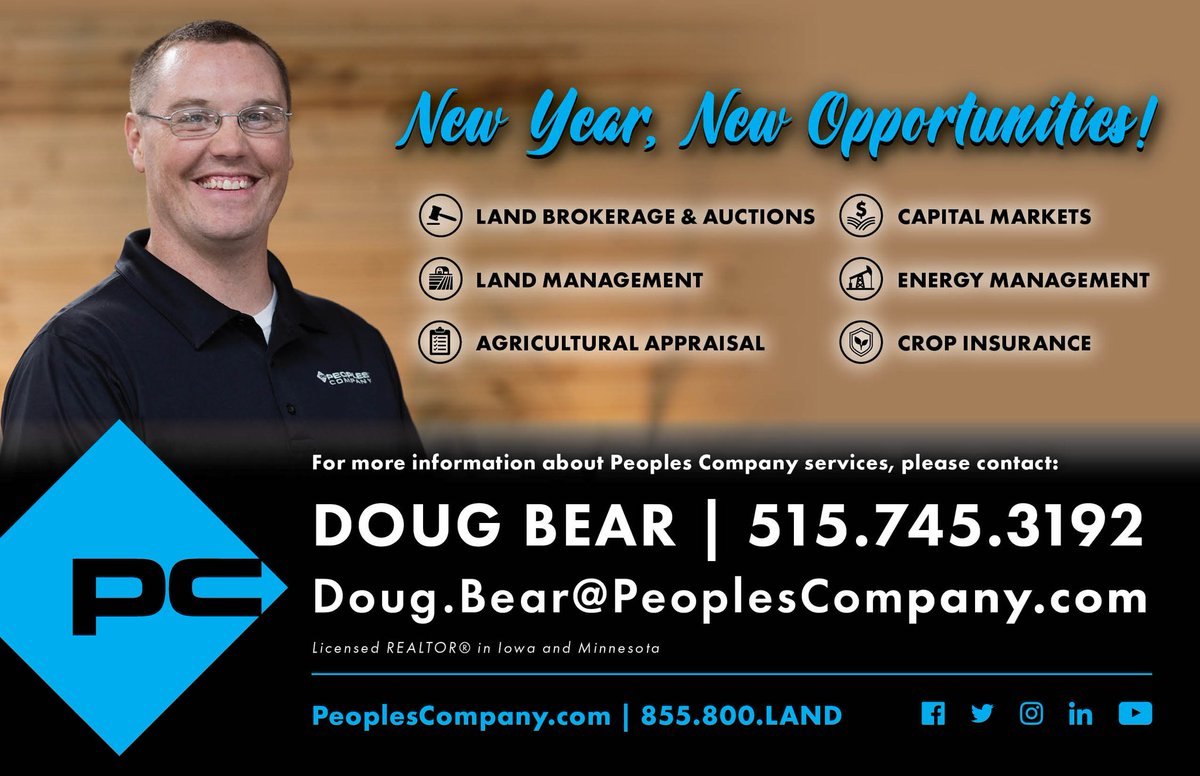 theiowalandguy's tweet photo. With being at @PeoplesCompany for over 3+ years, this year BIG changes happened as I am my own agent (while still at Peoples Company). For those of you that know me, I would love the opportunity to stop by your farms, office, or favorite restaurants to catch up! #familyfirst https://t.co/onlpnxHKFU