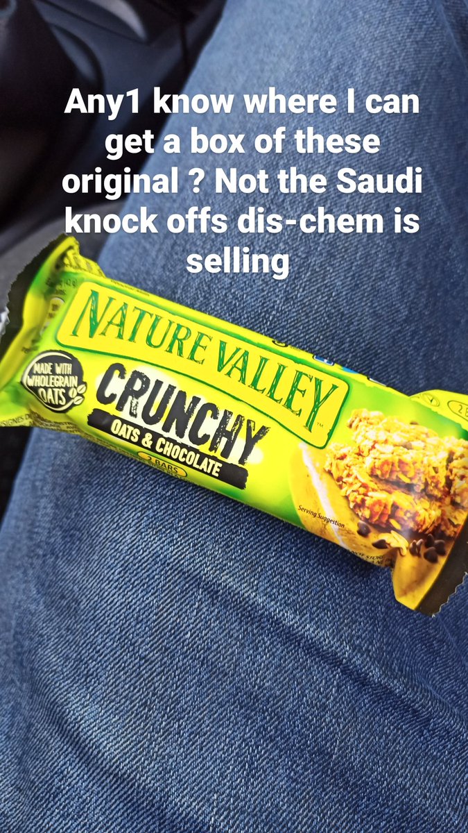 Does anyone know where I can get a box of original #naturevallley crunchy bars? Those Saudi knock-offs that <a href="/Dischem/">Dis-Chem</a> and <a href="/CheckersSA/">Checkers</a> sell now days don't taste the same.