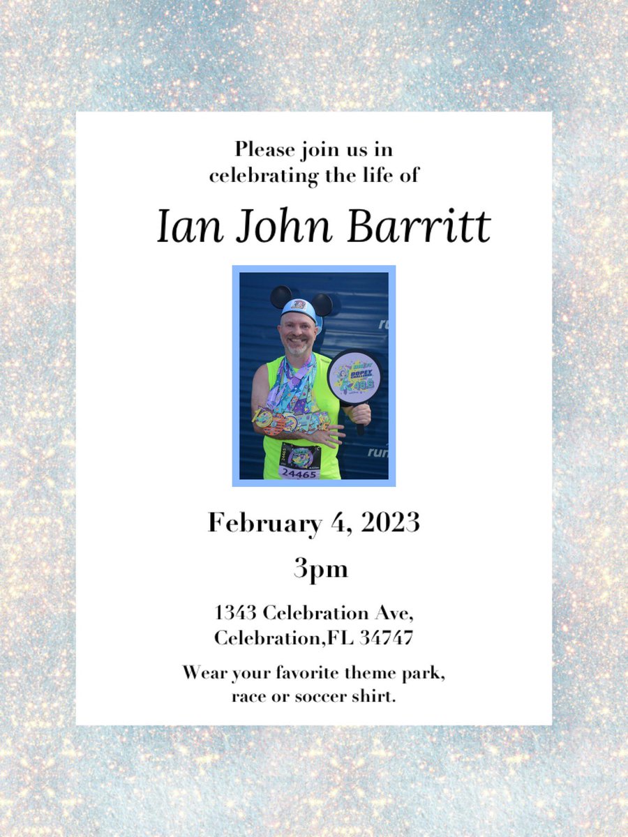 Please share for all who loved <a href="/BazTastic77/">Baztastic ran 48.6.. is now Dopey!</a> ❤️ please wear your favorite theme park, race shirt or soccer jersey just the way Ian would have wanted! <a href="/megadis13/">M</a>