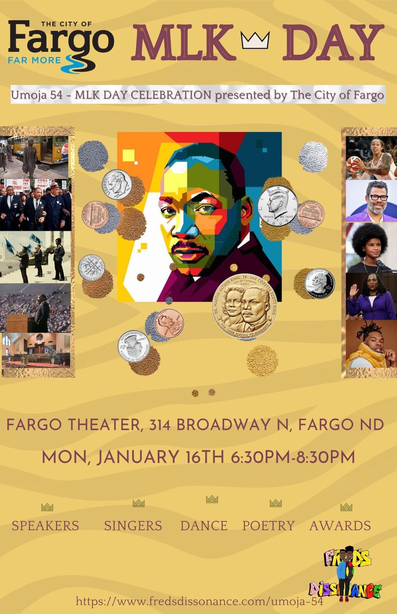 Happy Martin Luther King Jr. Day! We are forever grateful for his work and legacy - today and always.

Looking to commemorate MLK? Freds Dissonance, led by past <a href="/StartupBREWFar/">StartupBREW Fargo</a> speaker Fred Edwards, is hosting the Umoja 54 MLK Day Celebration at the Fargo Theatre tonight. ✊