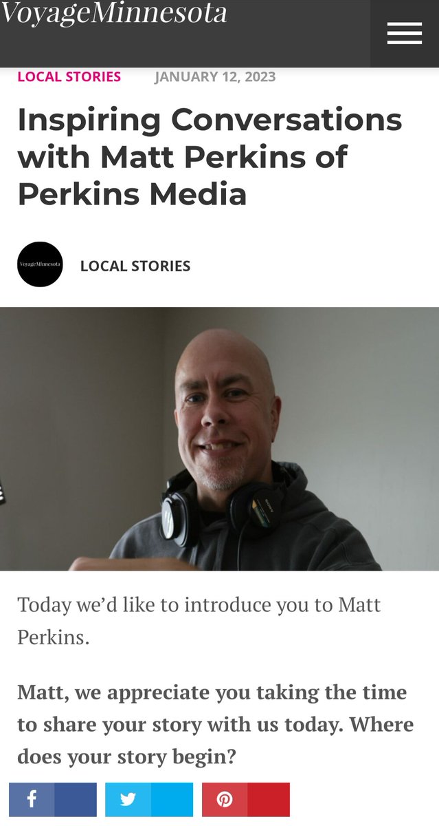 This was kind of cool. A feature about me in an online magazine!
voyageminnesota.com/interview/insp…