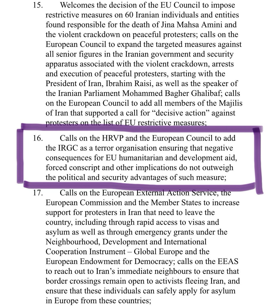 HNeumannMEP's tweet photo. This is our @GreensEFA resolution on #Iran:

▶️ we want to list #IRGC as terror organisation 
▶️ while limiting negative consequences of listing for EU development aid, forced conscripts...

Now, negotiations btw the groups will start. Debate tomorrow ~19:00 CET, vote Thursday. https://t.co/ralicQoZ4L