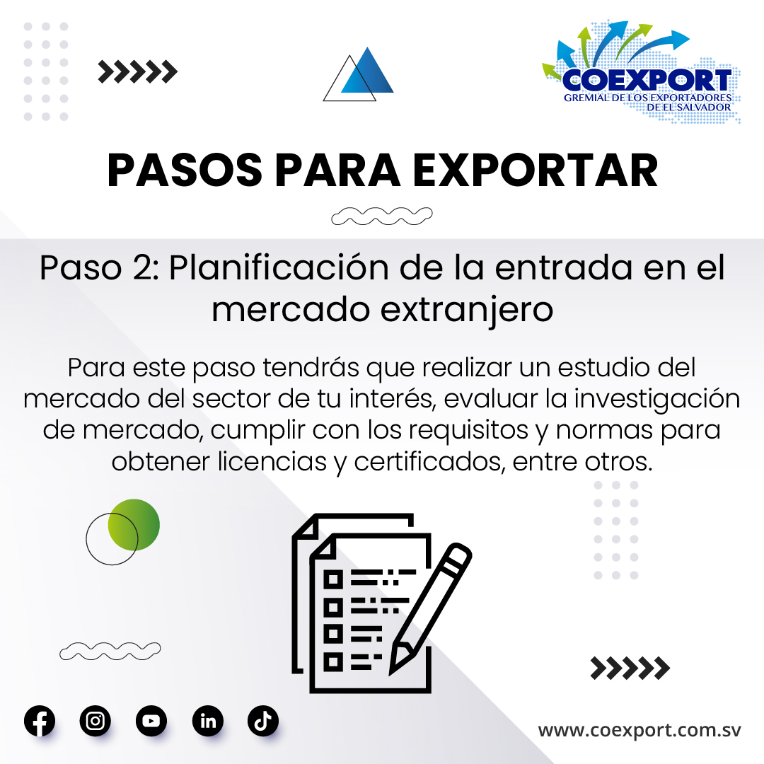 COEXPORT's tweet image. Como segundo paso para que tu empresa #Exporte, debes hacer una planificación de la entrada hacia el mercado al que quieres exportar.