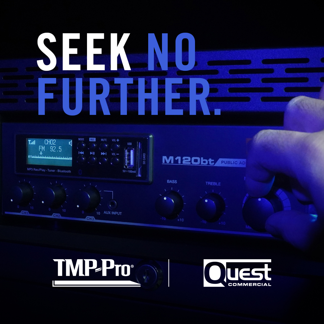 TMP-Pro is proud to announce that we are the exclusive US distributor of Quest Commercial- professional-grade sound solutions for performance-seeking audio/video integrators and contractors. 

#proaudio #soundcontractors #integrators

Learn more here: lnkd.in/eV5yA5q5