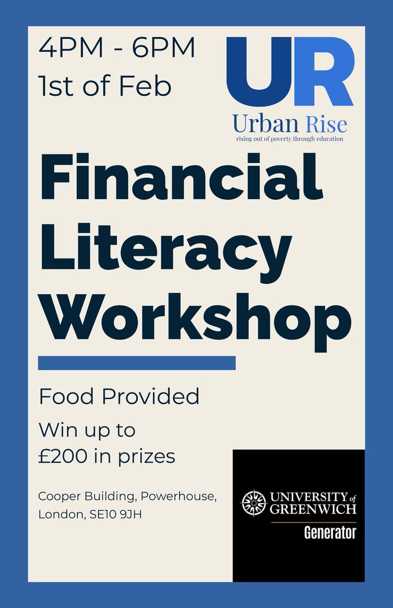 ‼️Urban Rise has an event at the UOG ‼️

Take the first steps to achieving Financial Freedom.
 
£200 cash to win. Food Provided.
 
Wednesday 1st February 4pm @ Generator building

Sign up: eventbrite.co.uk/e/urban-rise-f…