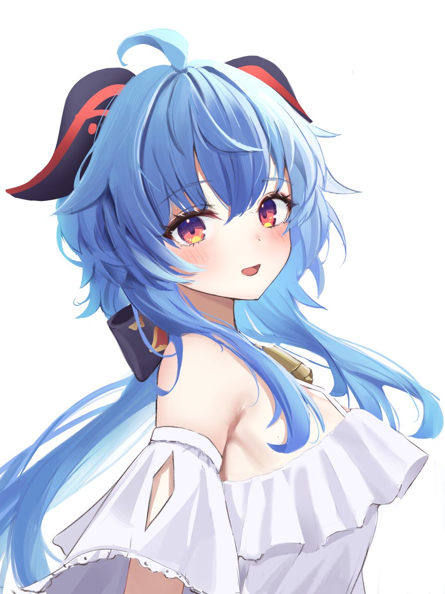 1girl ahoge alternate costume bangs bare shoulders bell blue hair  illustration images