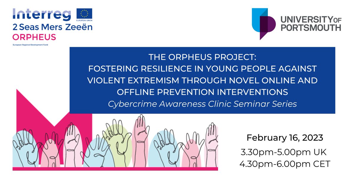 UoP_CyberAware's tweet image. For the last 4 years we&apos;ve been a partner in @project_orpheus, fostering young people&apos;s resilience to violent extremism. Join us on 16/2 for a free webinar discussing the project&apos;s activities and recommendations. Free to attend but please register:

eventbrite.co.uk/e/orpheus-fost…