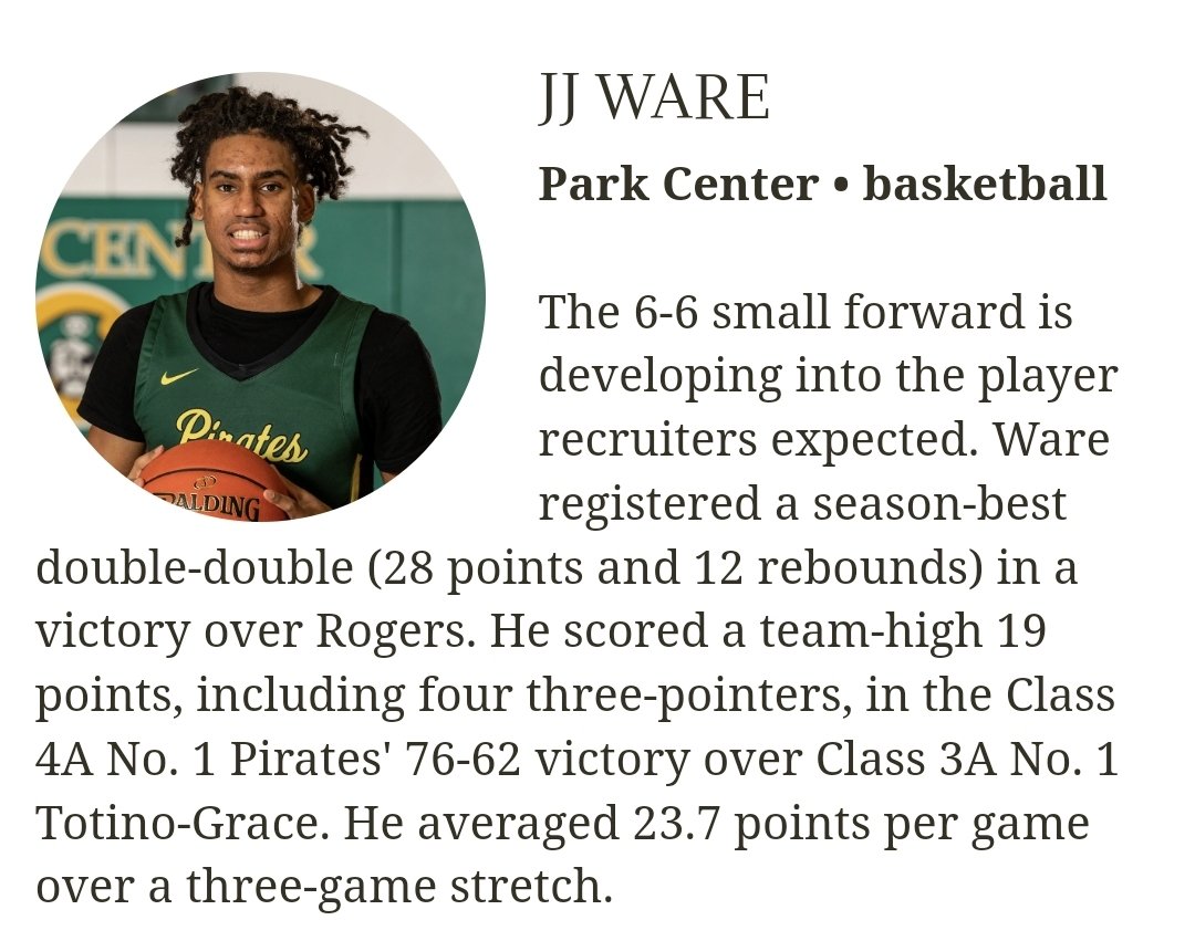 Congrats to <a href="/JJware35/">JJ Ware</a> on being named <a href="/StribSports/">Star Tribune Sports</a> Athlete of the Week.
#RunItBack 
#PiratePride