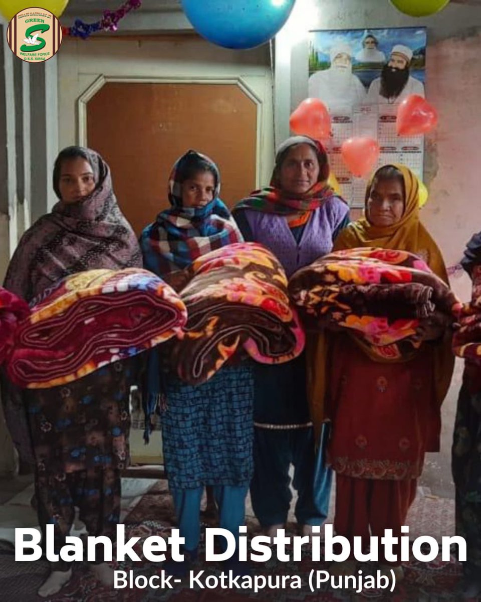 GreenSwelfares's tweet photo. Blanket distribution in winter is a wonderful way to provide warmth &amp; comfort to the needy families. #DeraSachaSauda volunteers distributing blankets to such needy ones with the guidance of their guru - Saint Dr @GurmeetRamRahim Singh Ji Insan.  #WarmthOfHumanity https://t.co/HOHRB0w4bf