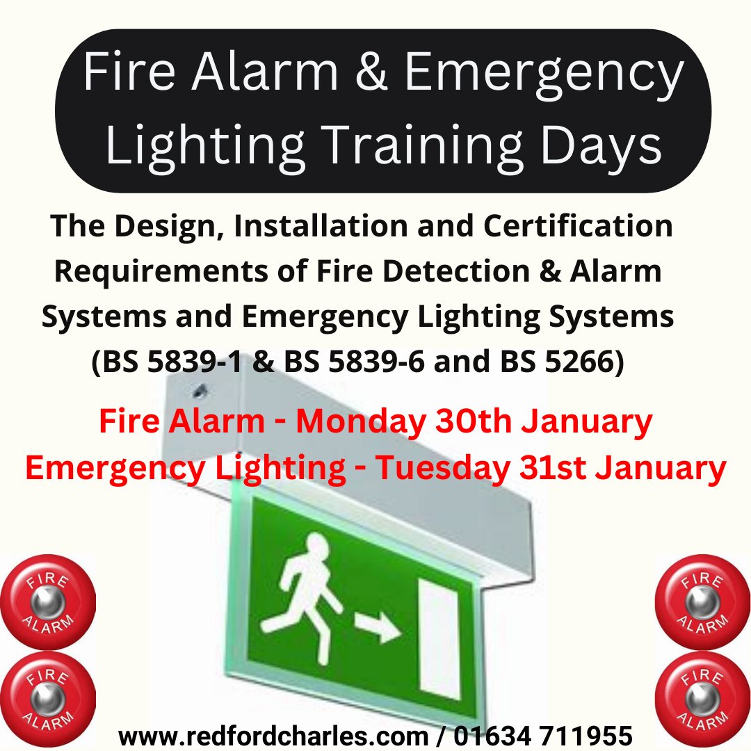 redfordcharles's tweet photo. Join us for our next Fire Alarm &amp; Emergency Lighting Training Days - 30th and 31st January 2023.

#firealarm #emergencylighting #training #electricaltraining #electrician #kent #rochester #southeast https://t.co/zmXgukwO13