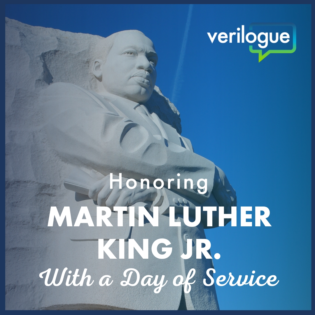 Verilogue's tweet photo. Today we celebrate the legacy of Martin Luther King Jr. with the only federal holiday designated as a national day of service to encourage all Americans to volunteer in their communities, in his honor. 
#MLK #MLKDay #MLKDayOfService #Verilogue https://t.co/f4GB0qUCzb
