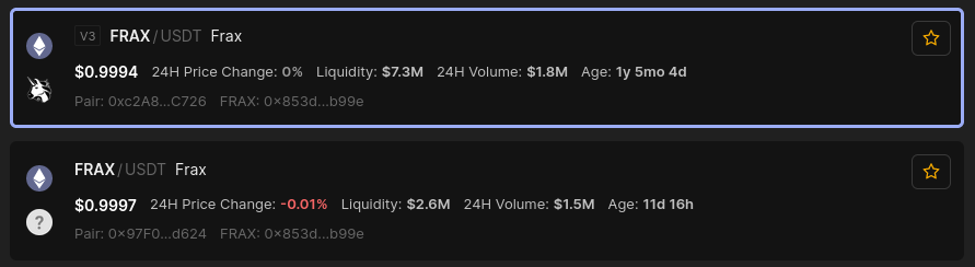 SolidlyLabs's tweet photo. 🚨We're close to overtaking UniV3 in our FRAX/USDT pair, while they have 3x more liquidity 👀

If you want your $FRAX liquidity to work for you instead of uselessly sitting out of range and earning $0, then move it to https://t.co/ecXTHya5Iy

Let's go!🚜
#Solidly #Flywheel $SOLID https://t.co/eX95QwjTRU