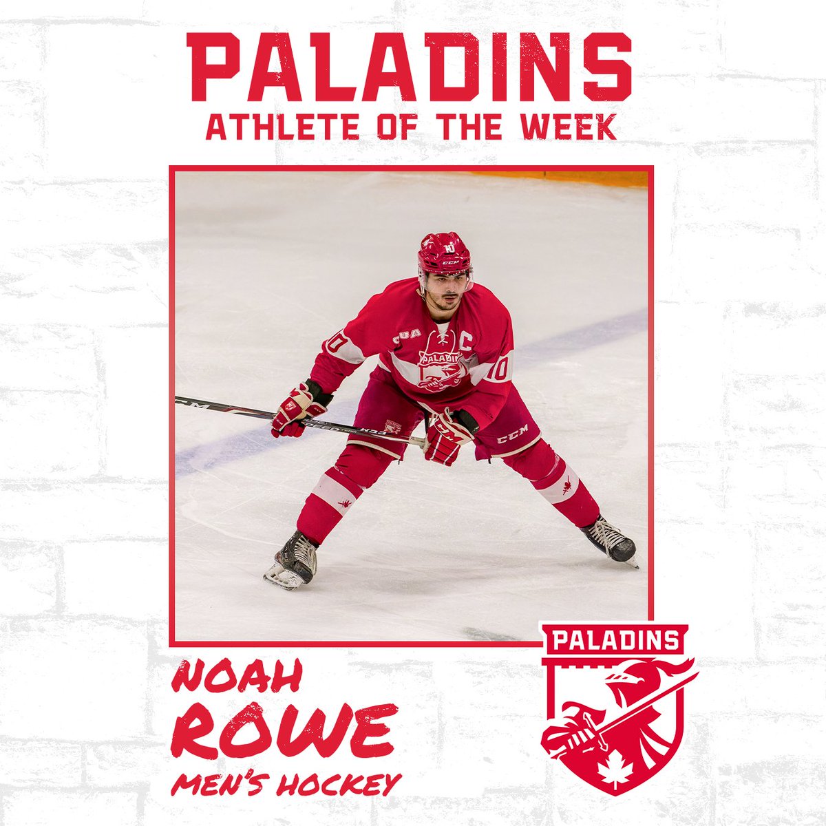 RMCPaladins's tweet photo. Noah Rowe is the Paladins Athlete of the Week! 🎉

The fourth-year defenceman scored the game-winning goal on Friday night and put in the empty-netter on Saturday to seal the Paladins back-to-back victories! https://t.co/sWa99uAJPh