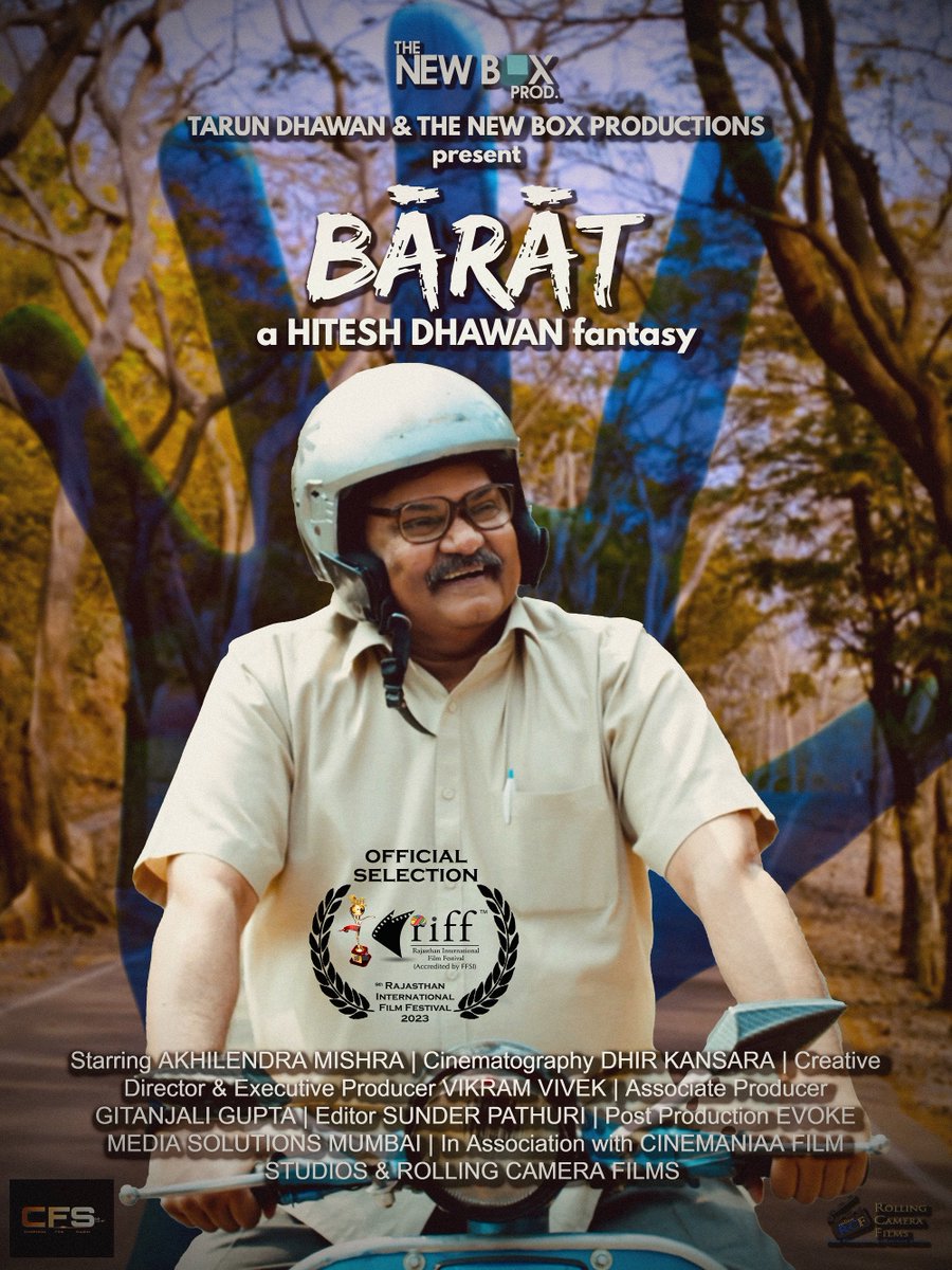 Pleased to Announce that RIFF Panorama Non Feature Film Category BARAT : Short Film (National) | India | Hindi | 2022 | 18 min | Director : Dhawan | Produced By : Dhawan | Cast : Akhilendra Mishra, Utsav Das, Rakesh Babu, Sneha Gami, Akshita Gami
Officially selected in #RIFF2023