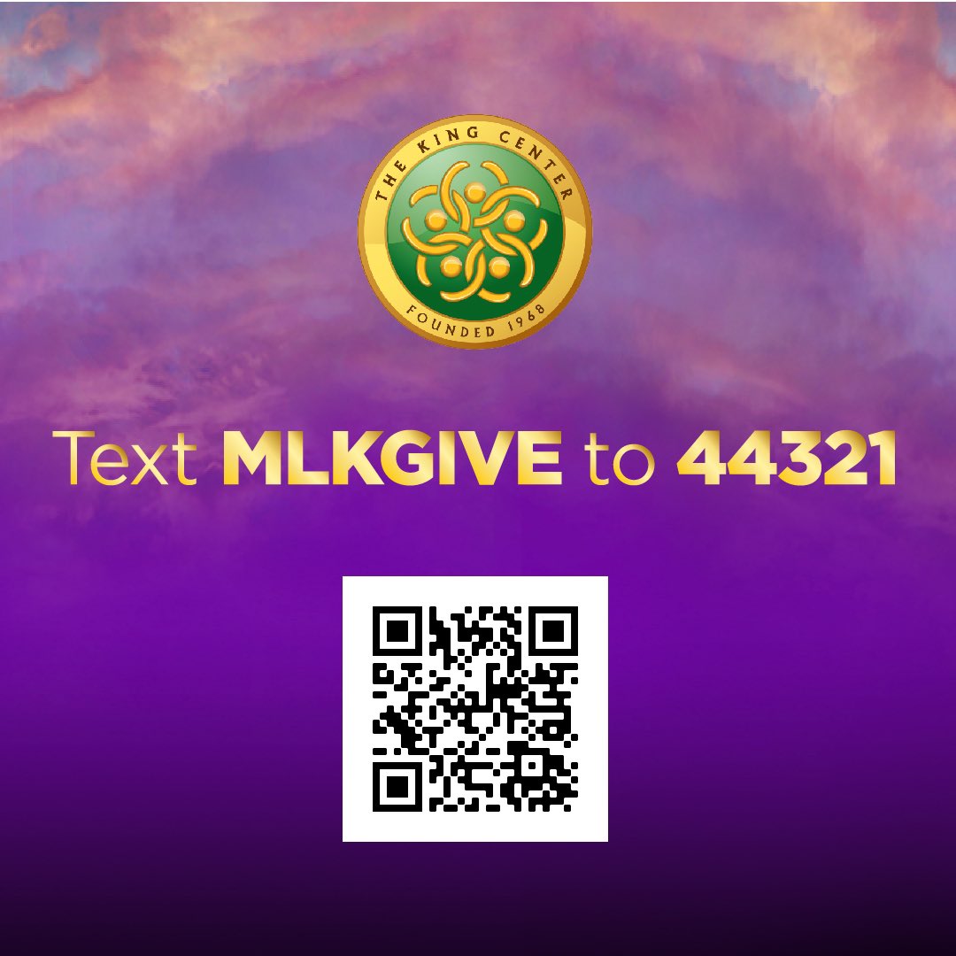 BerniceKing's tweet image. Together, we can…

Text MLKGIVE to 44321 to donate to @TheKingCenter.

Your support matters to our work in these areas:

•Youth Character/Leadership Development
•Advocacy for Equity &amp;amp; Justice
•Nonviolence Education/Training 
•Service
•Courageous Conversations

#MLKDay #MLK