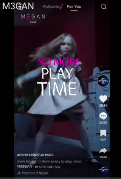 M3gan &amp; TikTok

Nothing to do with Harry

M3gan is an AI doll that sings and dances. Imagine ChatGPT met Chucky from Childs Play

Great TikTok campaign

goodtiktokcreative.substack.com/p/issue-117-m3…?