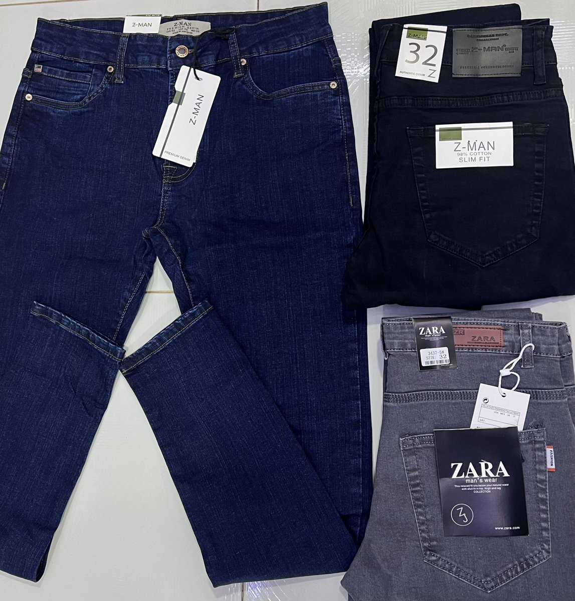 AllinOneSD's tweet photo. Premium jeans available in 3 colors 

Offer price 8,000

Sizes 30-38 https://t.co/Tbwwdn2W7A