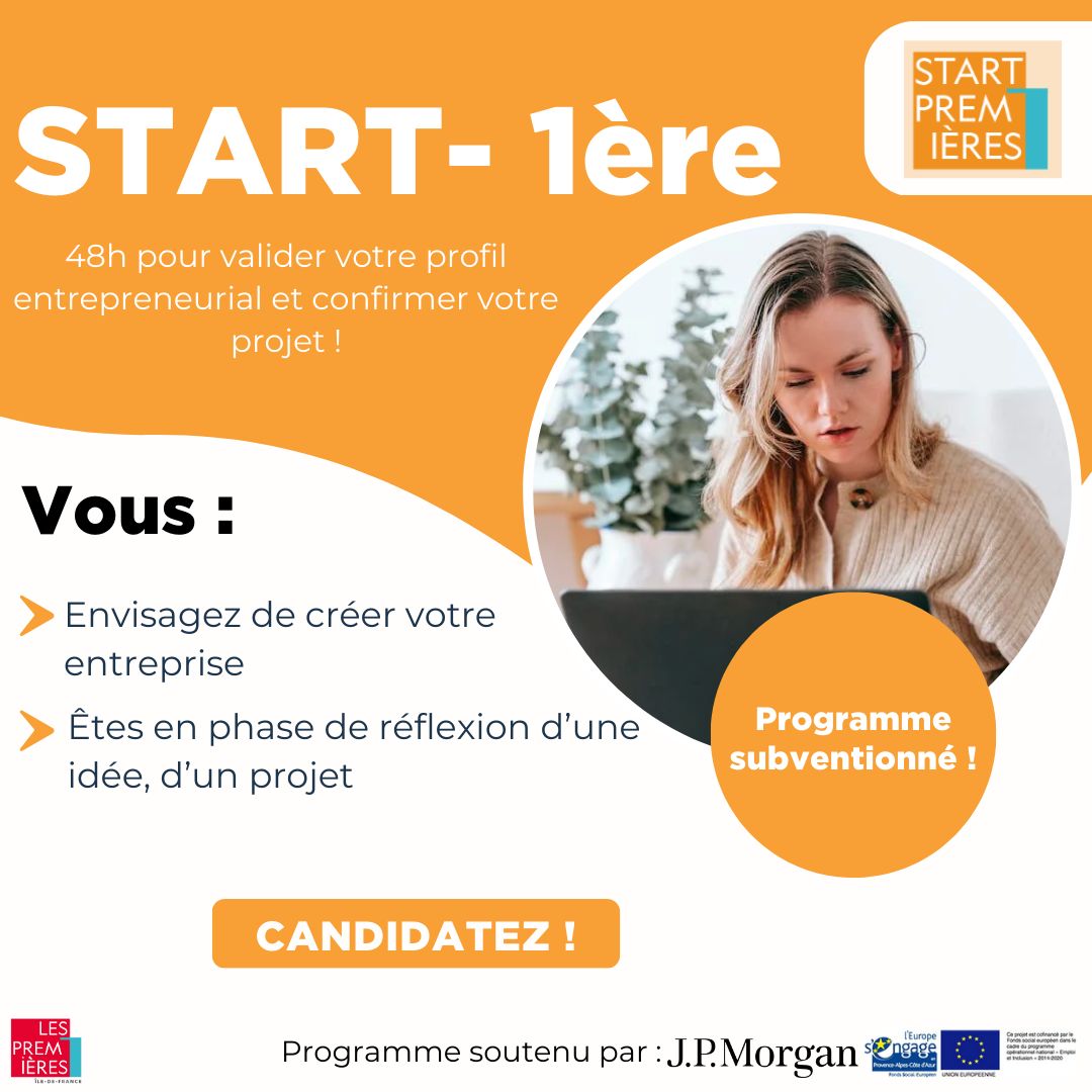 📢 Lancement START Février

Vous êtes en phase d’idéation d'un projet ?

Le programme gratuit START-1ère, permet de bénéficier de 2 jours 🔥 pour découvrir l’entrepreneurE qui sommeille en vous 💪🏽 !

🏁Date :  8 &amp; 9 Février. 

Infos et candidatures ici 👉 lnkd.in/edBu3PCR