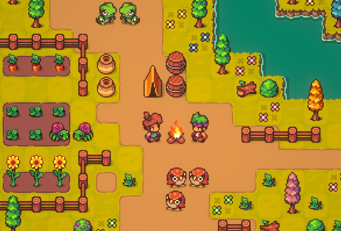 I'm working on a Pokemon-like game with town building and life sim elements!

I still need a catchy name for it 🤔