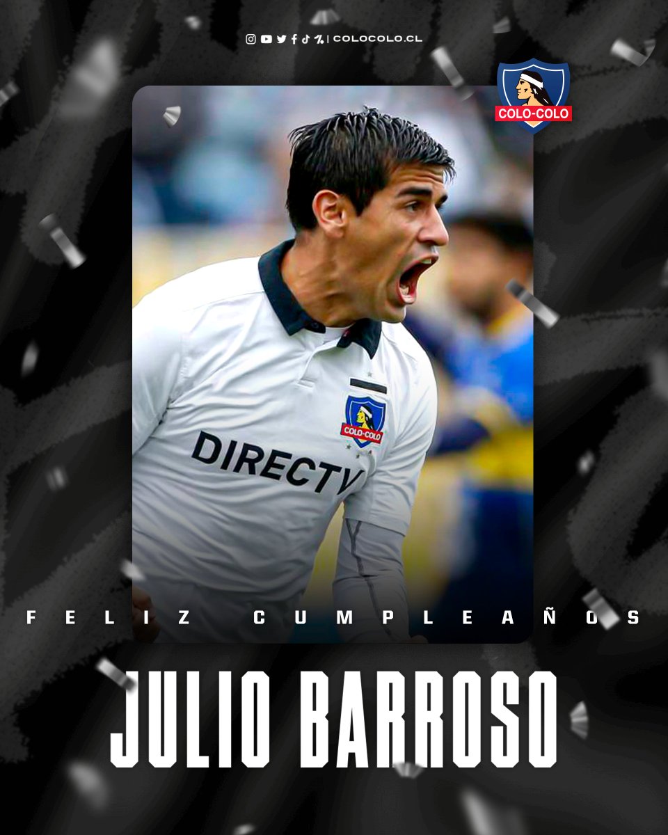 Cacique desde el 2014, pilar de la defensa alba y siete veces campeón🏆🛡️
¡Feliz cumpleaños, Julio Barroso! 🎂
¡Gracias por haber defendido a Colo-Colo, Almirante!