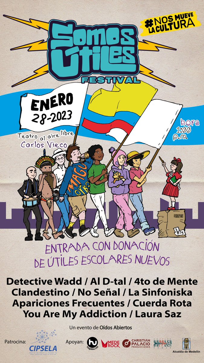 Somos Útiles Festival 
¡Buena música por una buena causa!

Enero 28 en el Teatro Carlos Vieco