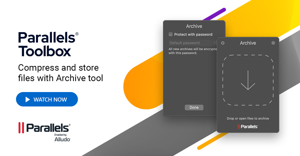 parallels's tweet image. Simple drag and drop to assist with space management? Yes, please!! 🙌

With #ParallelsToolbox Archive tool, you can compress and store your files with a simple drag and drop! Check out how by watching the tutorial: allu.do/3CUYXuG