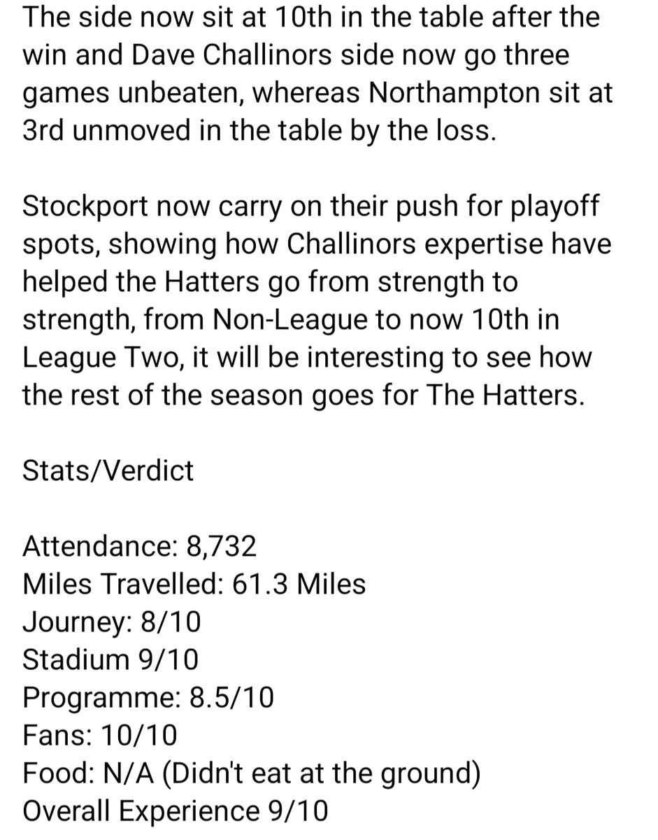 My Review of My Day at @StockportCounty Feedback and Shares Much Appreciated!

#stockportcounty #football #stockport #uth #scfc #nationalleague #nonleague #stockportcountyfc #footballhistory #manchester #footballer #manchesterunited #nonleaguefootball #notts #wwfc #edgeleypark