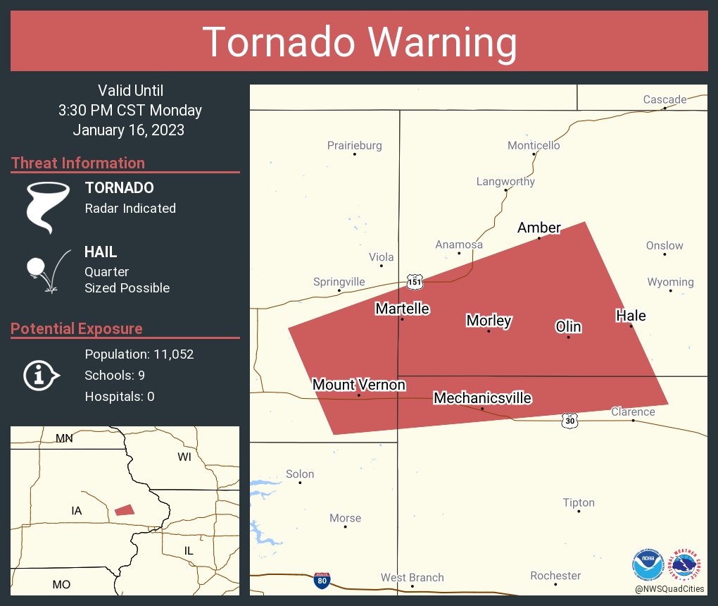 NWS Tornado on Twitter "Tornado Warning including Mount Vernon IA