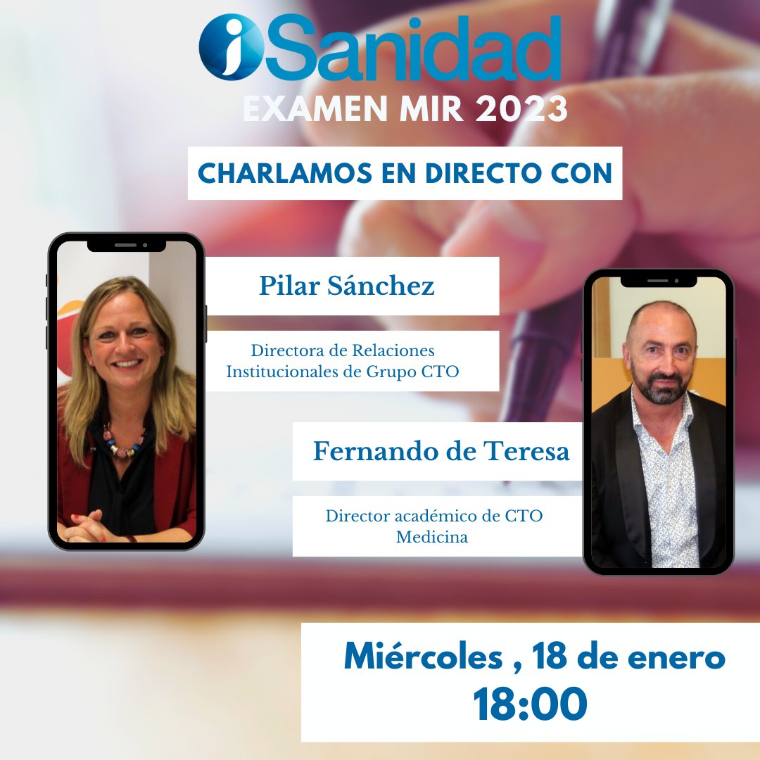 isanidad's tweet photo. ¡Ya queda menos para 📱 #Lainterconsulta_iSanidad con @Pilar_CTO y con @FernandoT_CTO
🗣️ Hablaremos sobre que se espera del #MIR2023, últimos consejos, recomendaciones, y mucho más...
Síguenos en Instagram para no perdértelo 👉https://t.co/DMcyjtY5yi
#MIR #DirectoIg #ExamenMIR https://t.co/7SyRaqji7d