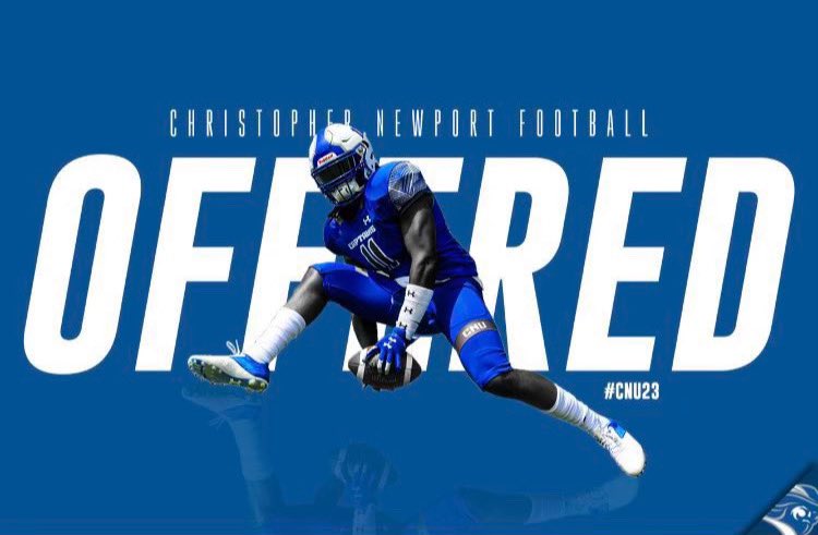 Extremely blessed to receive an offer from Christoper Newport! @coachpcrowley @HarlowjohnH @CoachMarcus8 @CoachDarrow_71