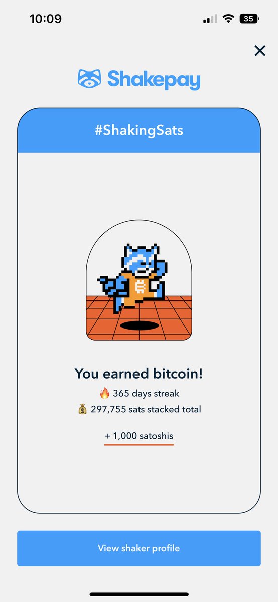 NateFromCrypto's tweet photo. Finally hit the 1 year mark of constant shaking with @shakepay! #shakepaid https://t.co/Qp63cDKFy0