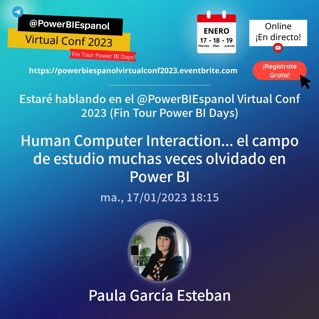 Paula_G_Esteban's tweet image. &amp;lt;3K inscrit@s!! 😱 3 días, 2 tracks... no te lo pierdas!! #powerBI #womanintech #w4tt @women4tt #dataviz #visualizacion #interaccion #diseño #UX #ExperienciaDeUsuario #data #dataanalytics Registro 👇 eventbrite.com/e/registro-pow…