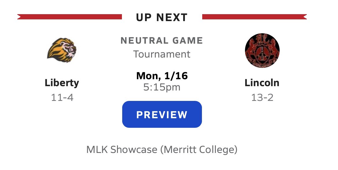 Varsity boys head to Merritt College today to take on Lincoln SF in the annual MLK game. Action tips off at 5:20. Come check us out! <a href="/LHSLionsSports/">Liberty Athletics</a>