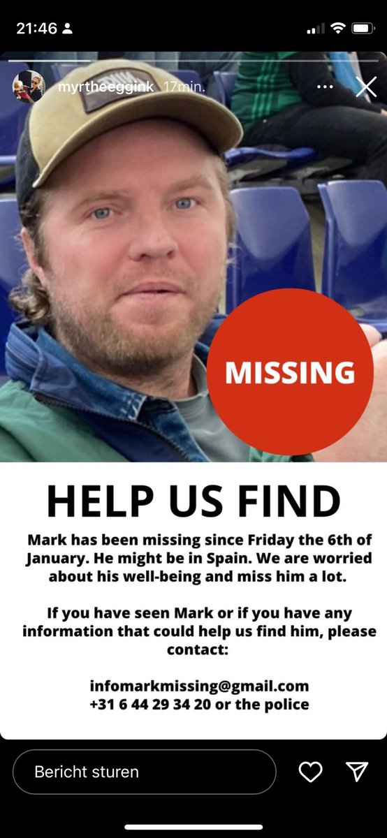 *** GRAAG DELEN ****
Tot onze grote schrik kregen wij vanavond te horen dat oud-aanvoerder Mark van den Bogaart wordt vermist. Sinds 6 januari jl. ontbreekt ieder spoor. Hij gebruikt medicijnen en moet dus snel gevonden worden. Bij deze ons dringende verzoek dit te delen 🙏🙏🙏