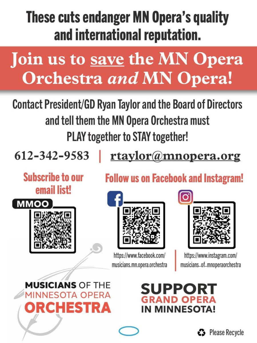 Musicians of the Minnesota Opera Orchestra (@mmoorchestra) on Twitter photo “We stand in solidarity with our colleagues at Musicians of the Minnesota Opera Orchestra as they face drastic cuts. Please head over to their page to "Like" and support them through this incredibly
difficult time." — MET Orchestra Musicians (<a href="/METOrchestra/">METOrchMusicians</a>) “We stand in solidarity with our colleagues at Musicians of the Minnesota Opera Orchestra as they face drastic cuts. Please head over to their page to "Like" and support them through this incredibly
difficult time." — MET Orchestra Musicians (<a href="/METOrchestra/">METOrchMusicians</a>)