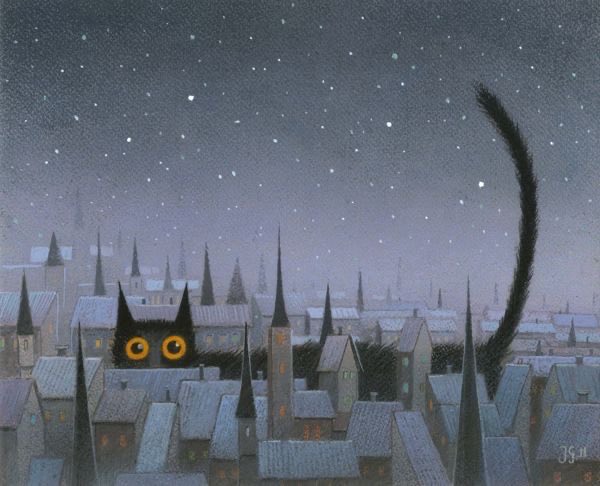 Finally today 
Jerzy Gluszek  Polish Illustrator 
This made me smile.  Two eyes and a tail
Illustrations and satirical graphics , Children’s book  illustrations too 
Thanks my Twitterarty 
💜💜Later start tomorrow 💜💜Before lunch I hope! 
Helen😊DrS ♥️👨🏻‍🍳⭐️Toots 💜🐶Max💚🐶🙄