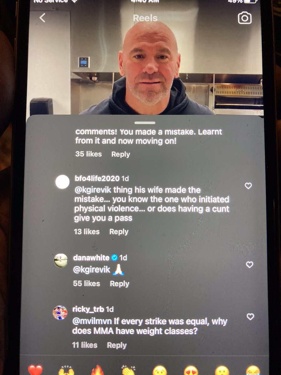 TheInfamous05's tweet photo. @lthomasnews Dana doesn’t want anyone defending him Luke. Buuuuuuut, if you do, he will be very grateful! Dana is saying all the right things in front of the media which isn’t surprising. Media taking his words as his real feelings is lol. https://t.co/MeL5yftxhX