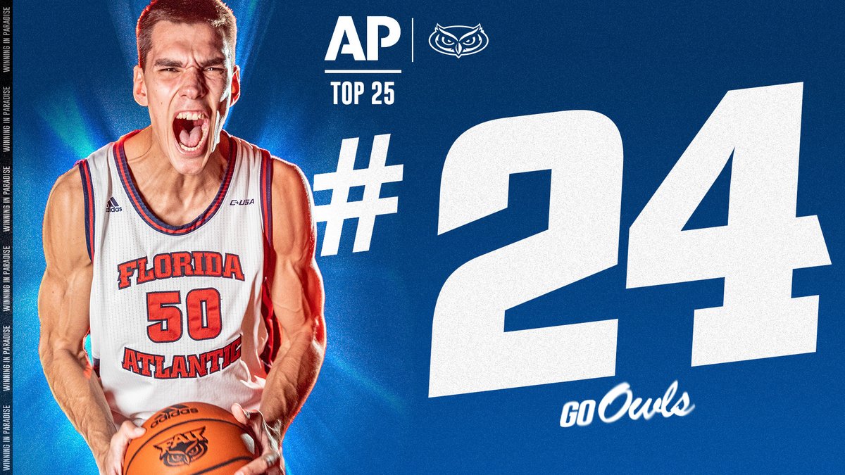 𝐻𝒾𝓈𝓉𝑜𝓇𝓎. 𝑀𝒶𝒹𝑒.

FAU is No. 24 in the <a href="/AP_Top25/">AP Top 25</a> poll for the first Top 25 ranking in school history❗️

#WinningInParadise