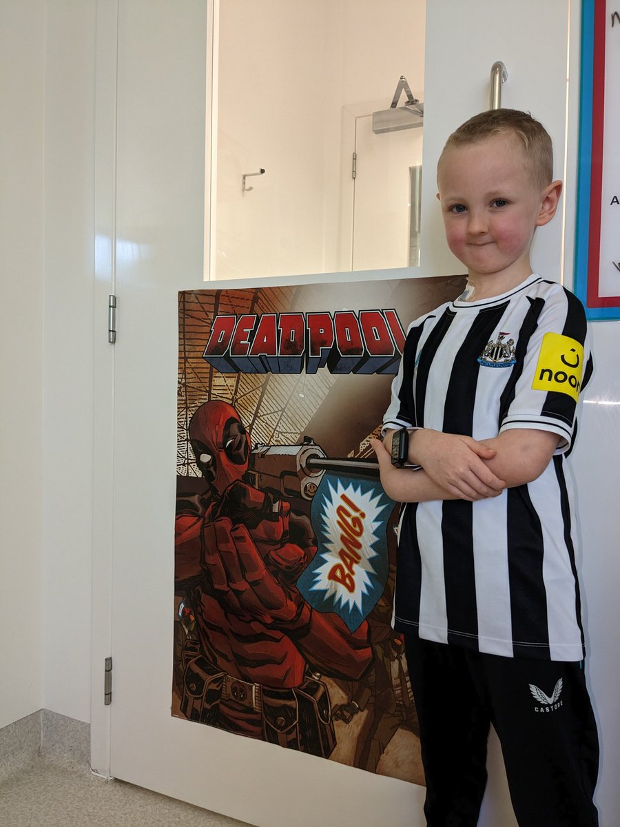 Lelandsfight's tweet image. Well that's Leland all settled in his hospital isolation pod ready to start his chemotherapy tomorrow. He really wanted to make the room full of inspirational characters/people to help fight this disease @VancityReynolds @Popey1992 @NUFC