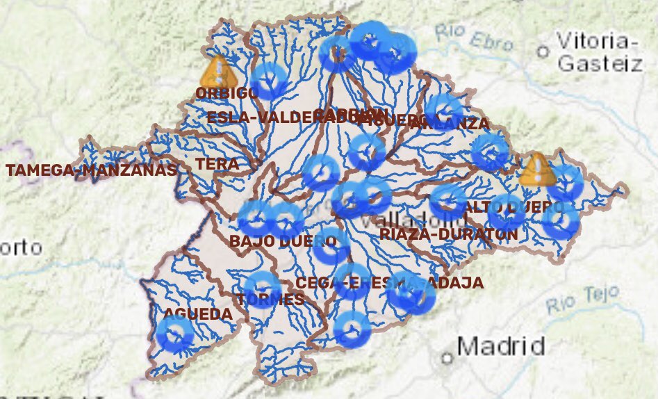 chd_duero's tweet photo. #NuevoEpisodio #Avenidas #SAIHDuero
✔️Las lluvias registradas han provocado un ⬆️de caudales en la cuenca
📊Situación a esta hora:
⚠️Nivel 🟠en los ríos #Revinuesa (Soria), a su paso por #Vinuesa y en el #Tuerto (León), en #QuintanadelCastillo.
👁Mucha precaución
Sigue🧵⤵️ https://t.co/63zXnZsh6V