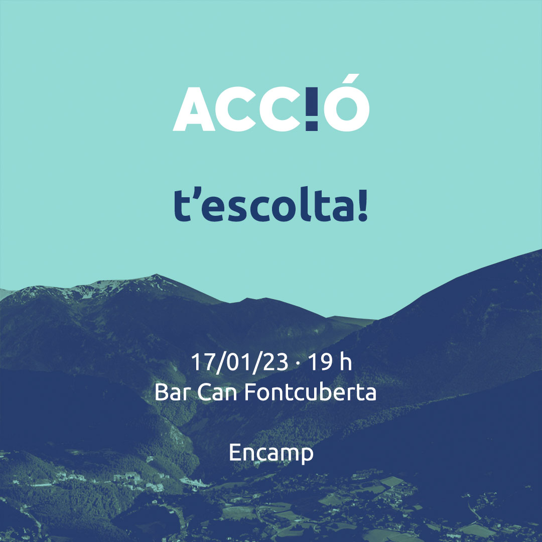 ☝️ Recordeu, demà us esperem a Encamp!

⌚️ Estarem a Can Fontcuberta, a partir de les 19 h, per escoltar totes les vostres propostes per al futur d'Andorra.

#SomAcció