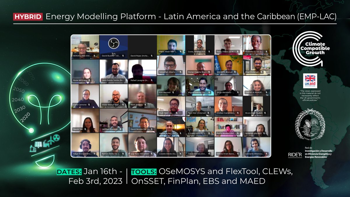 ResearchCcg's tweet photo. Energy Modelling Platform for Latin America and the Caribbean (#EMPLAC) begins today, growing capacity to create optimized investments for the energy transition in LAC. Course ends Feb 3: online and at @UniversidadCR.
More free training opportunities will be available in 2023 https://t.co/PPNmCG0KAM